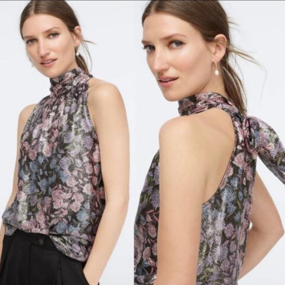 J. Crew Collection Reno Jacquard Metallic Top Xs